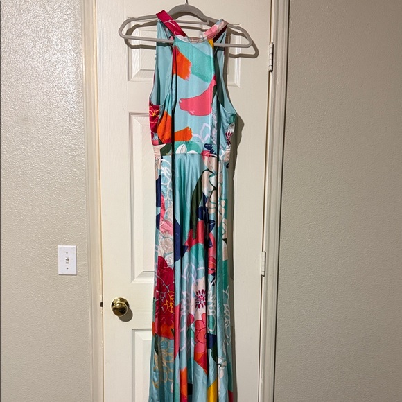 Laundry by Shelli Segal Floral Satin Maxi Dress. Elegant Wedding Guest Formal - Picture 5 of 9